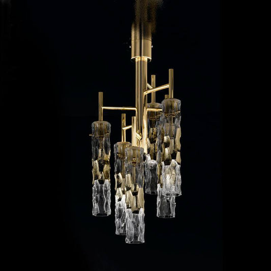 Bamboo Murano Glass 3 Light Semi Flush Chandelier