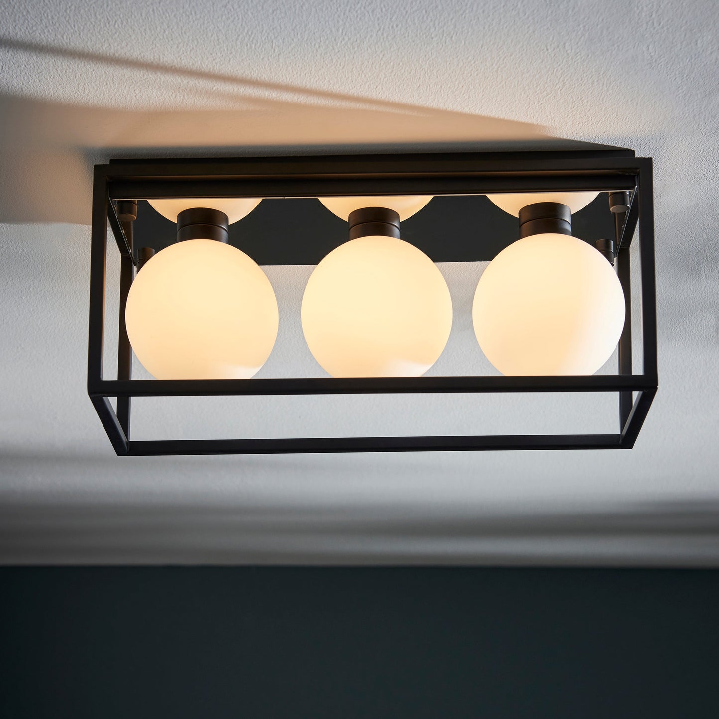 Angular Framed Linear IP44 Semi-Flush Ceiling Light - ID 11669