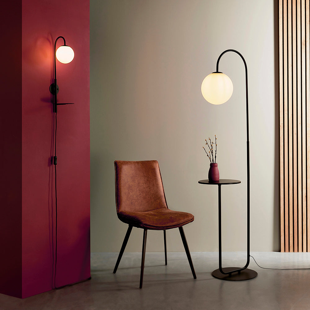 Satin Black Wall Light With Shelf - ID 11025