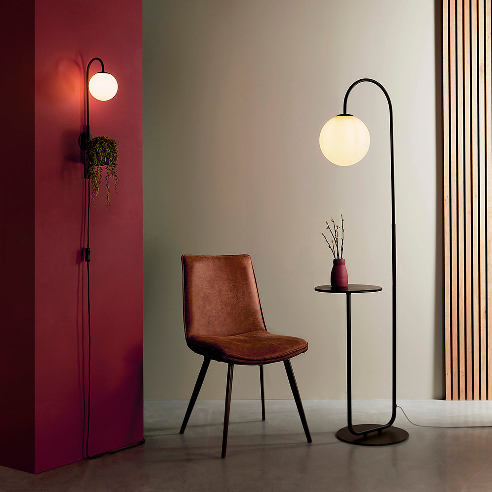 Satin Black Wall Light With Shelf - ID 11025