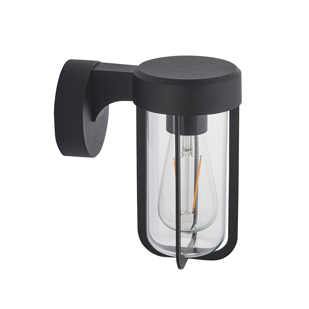 Die Cast IP44 Wall Light In Matt Black With Clear Glass  - ID 11073