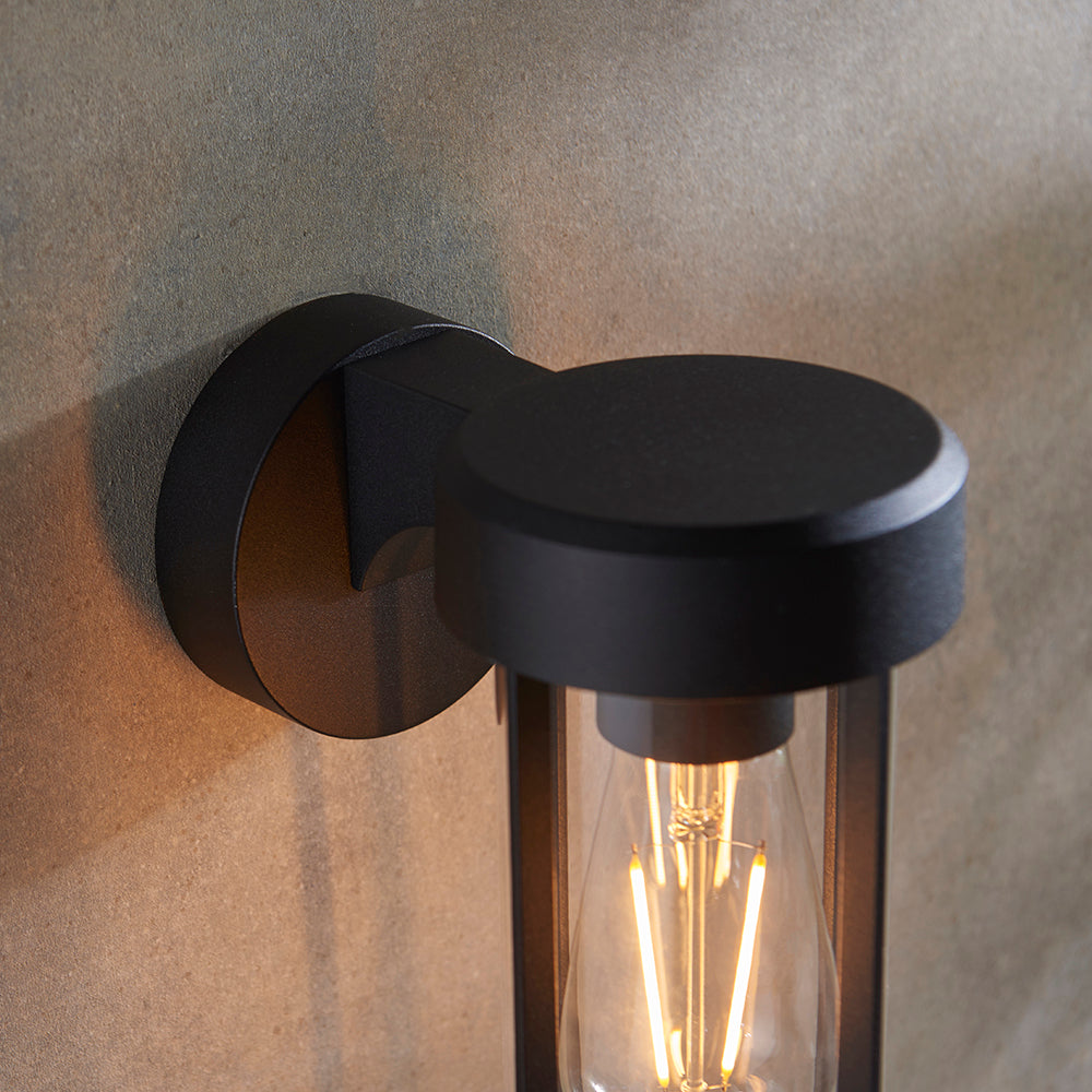 Die Cast IP44 Wall Light In Matt Black With Clear Glass  - ID 11073
