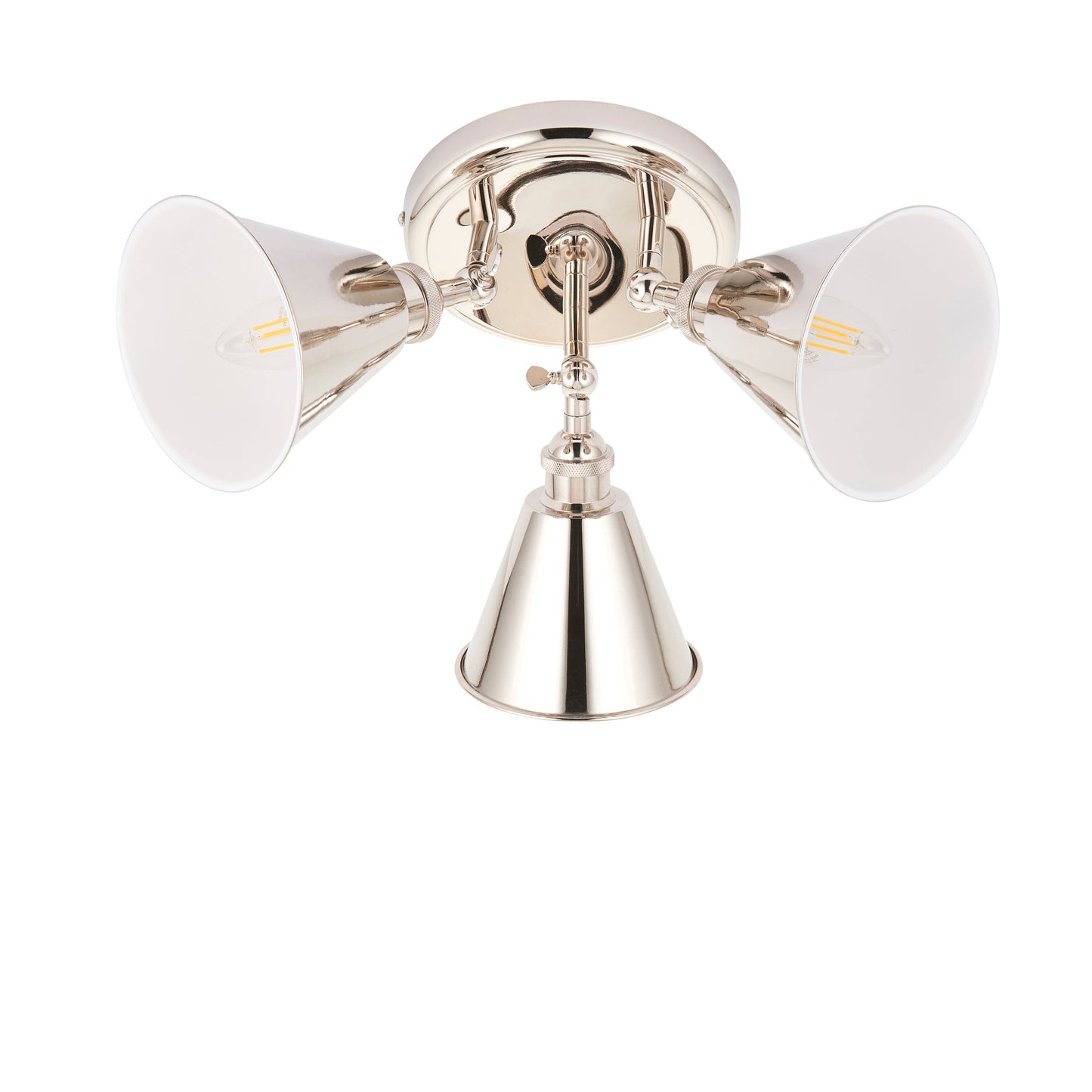 Bright Nickel Plated Three Lamp Adjustable Spotlight - ID 11691