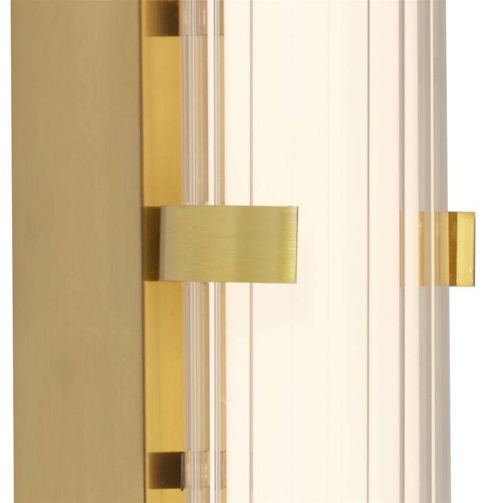 CLA Large Ribbed Opal Glass Bathroom Rated Wall Light With Gold Detailing - ID 12466