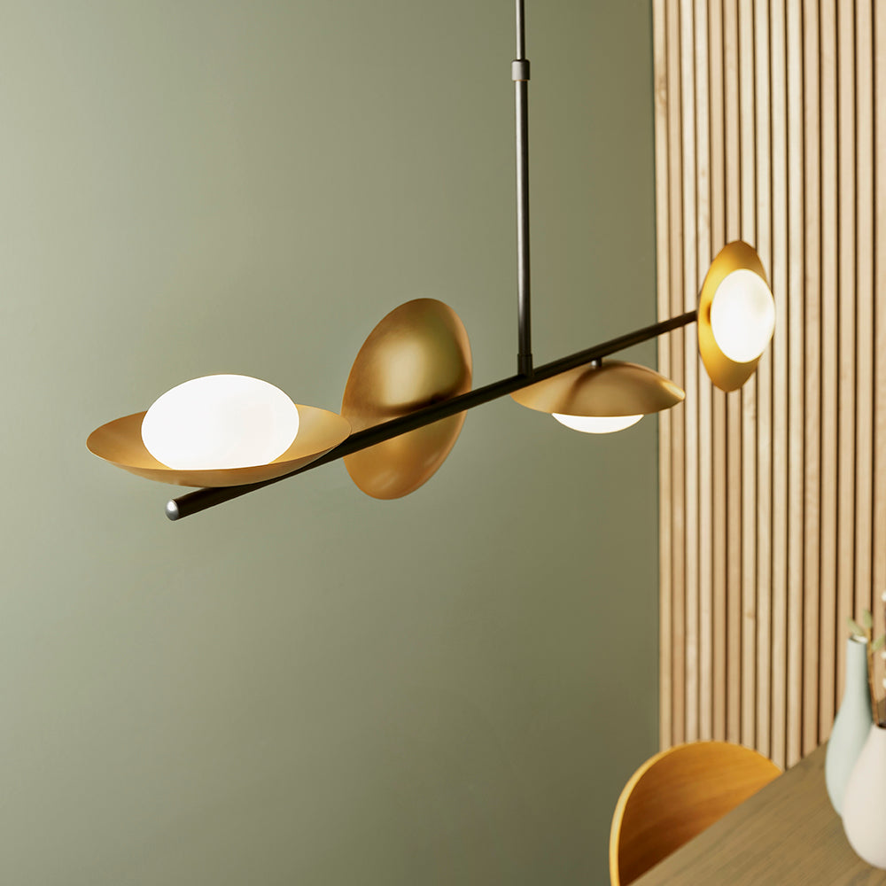 Opal Pebble Four Lamp Semi-Flush Adjustable Ceiling Light - ID 11015