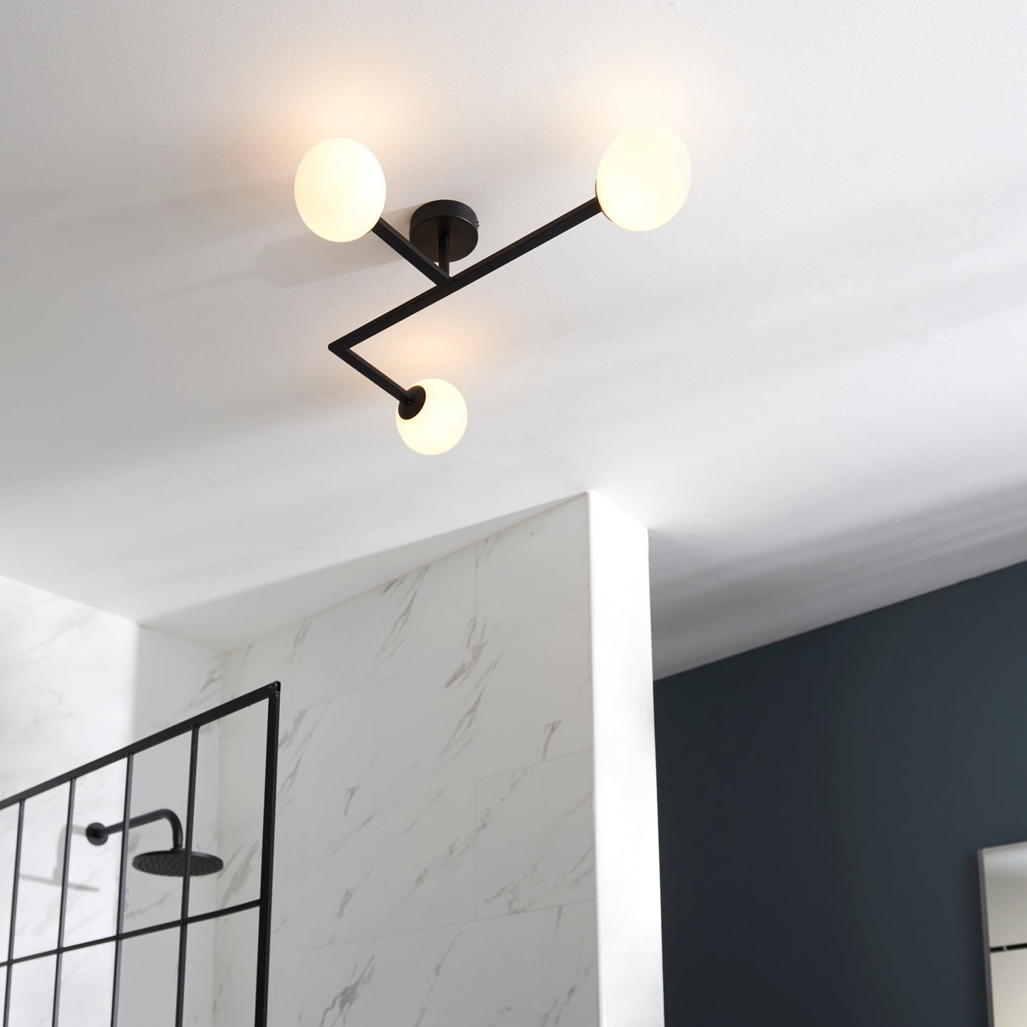 Contemporary Bathroom Matt Black Angled Ceiling Light - ID 11676