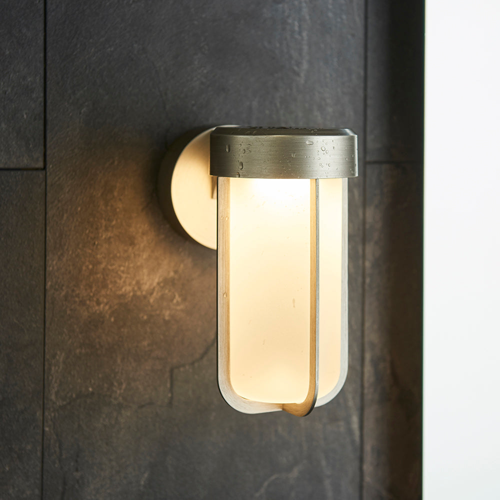 Die Cast IP44 LED Wall Light In Brushed Silver With Opal Glass  - ID 11070