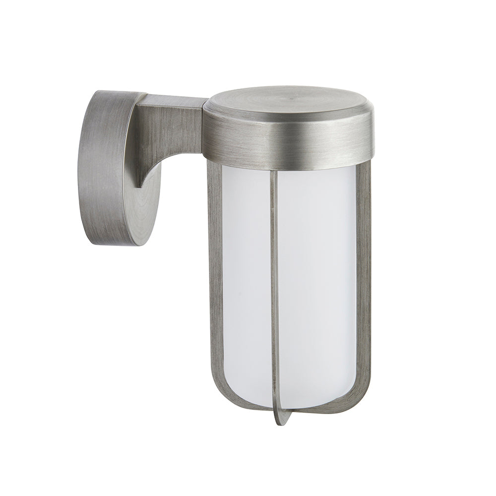 Die Cast IP44 LED Wall Light In Brushed Silver With Opal Glass  - ID 11070