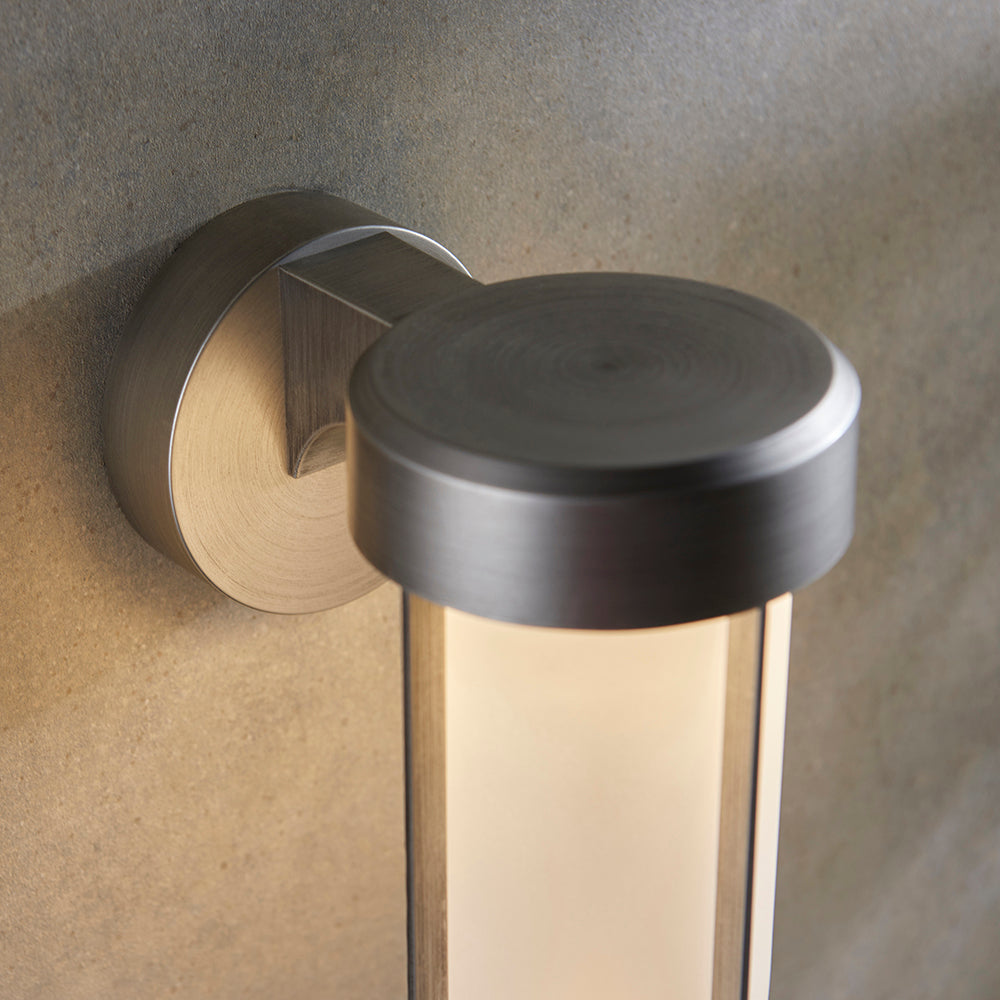 Die Cast IP44 LED Wall Light In Brushed Silver With Opal Glass  - ID 11070