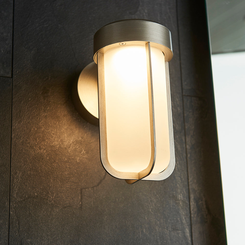 Die Cast IP44 LED Wall Light In Brushed Silver With Opal Glass  - ID 11070