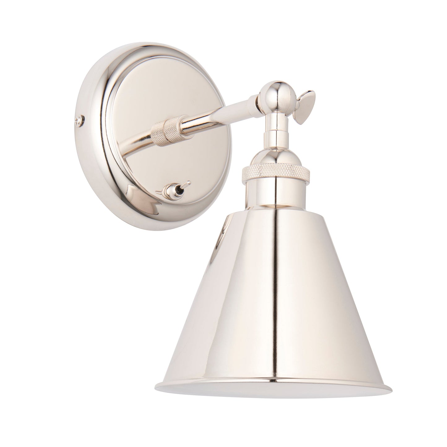 Bright Nickel Plated Adjustable Wall Lamp - ID 11694