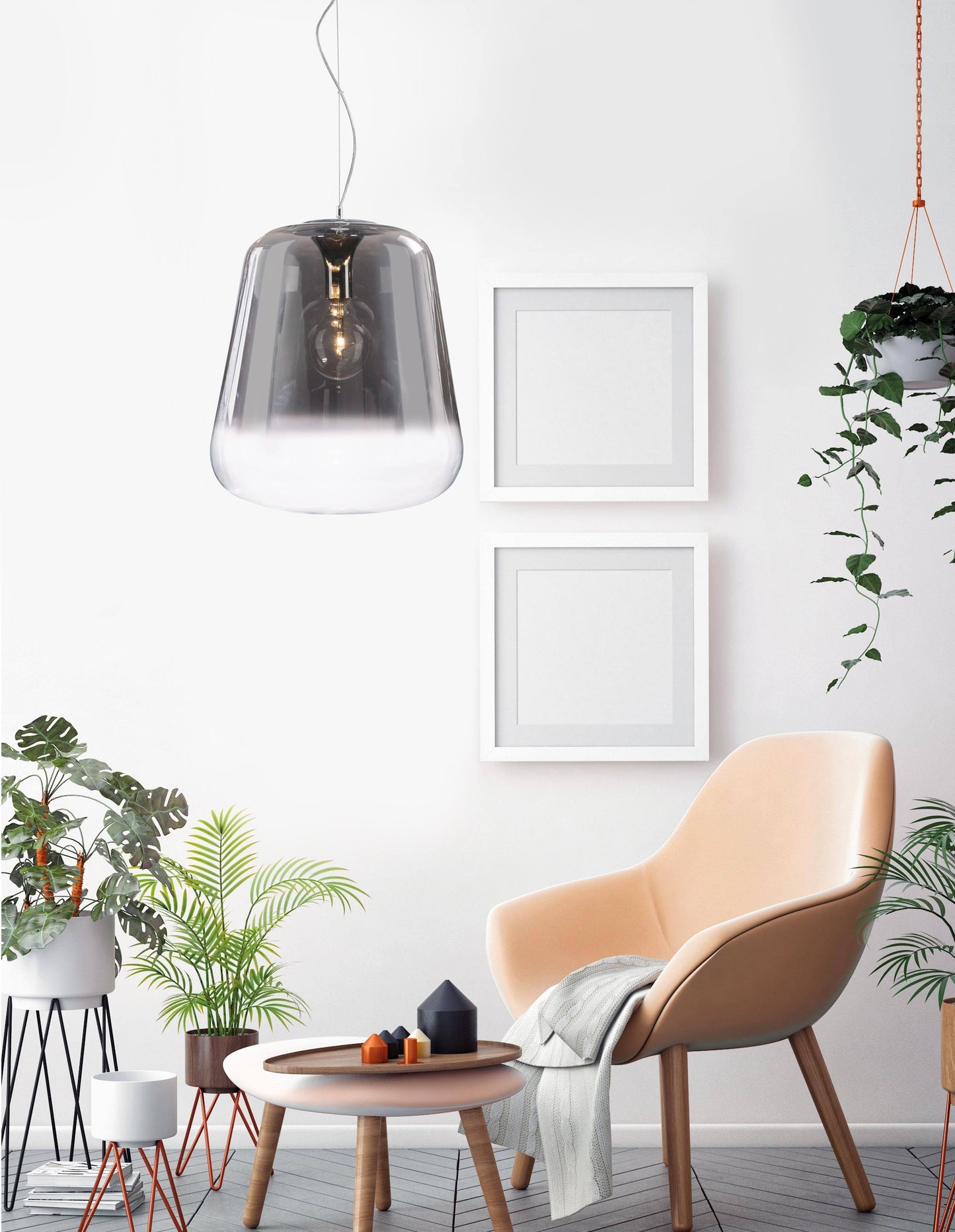 Verio Gradient Smoked Glass & Chrome Medium Pendant 33cm - ID 9336