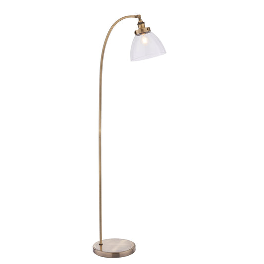 HAN Antique Brass Floor Lamp with Clear Glass Shade - ID 10410