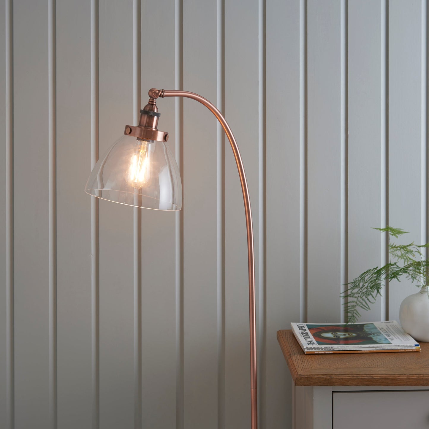 HAN Aged Copper Floor Lamp with Clear Glass Shade - ID 11021