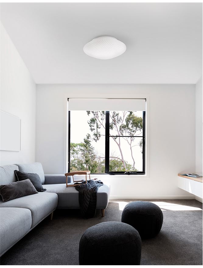 SEN White Glass & White Metal Bathroom Ceiling Light - ID 10903
