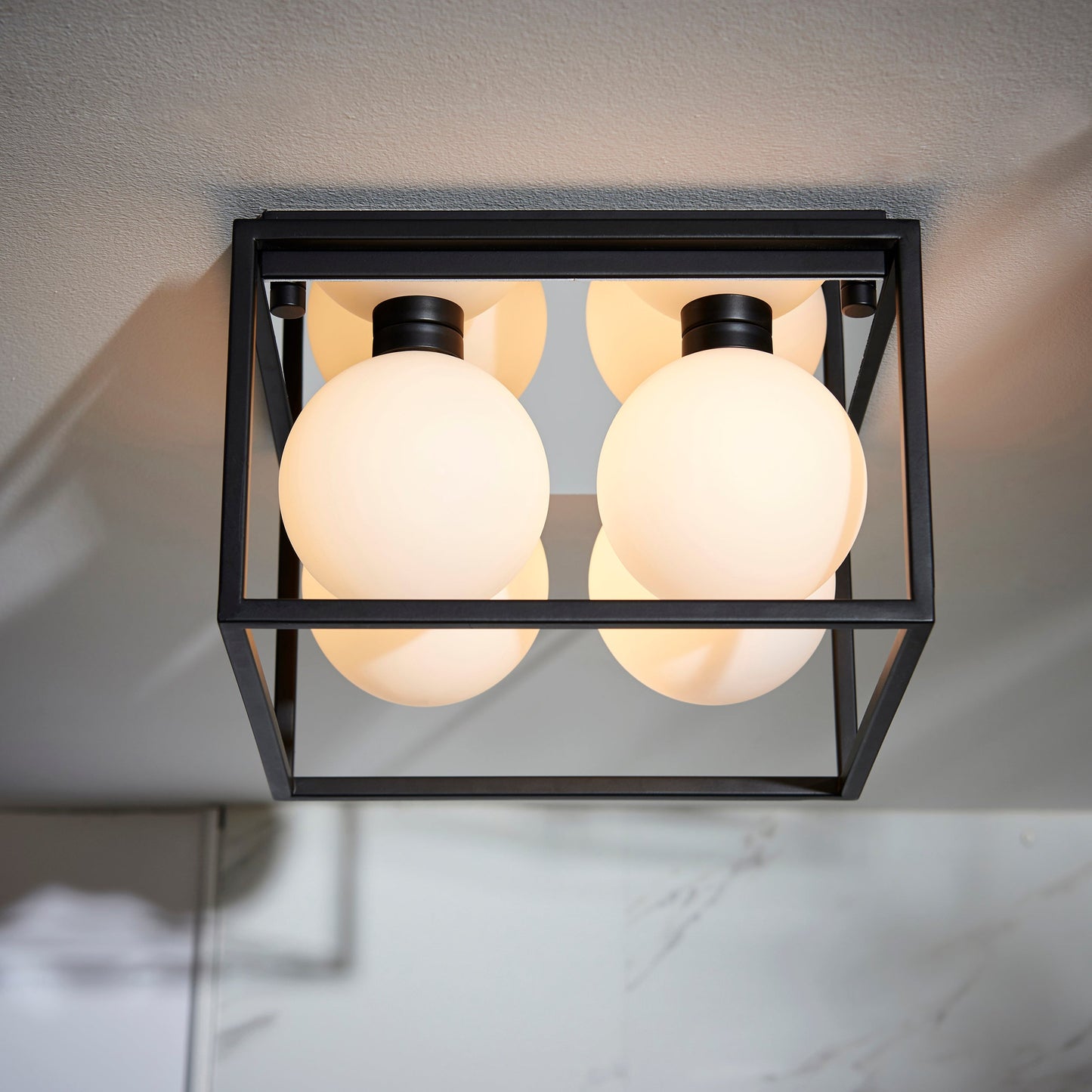 Angular Framed Square IP44 Semi-Flush Ceiling Light - ID 11668