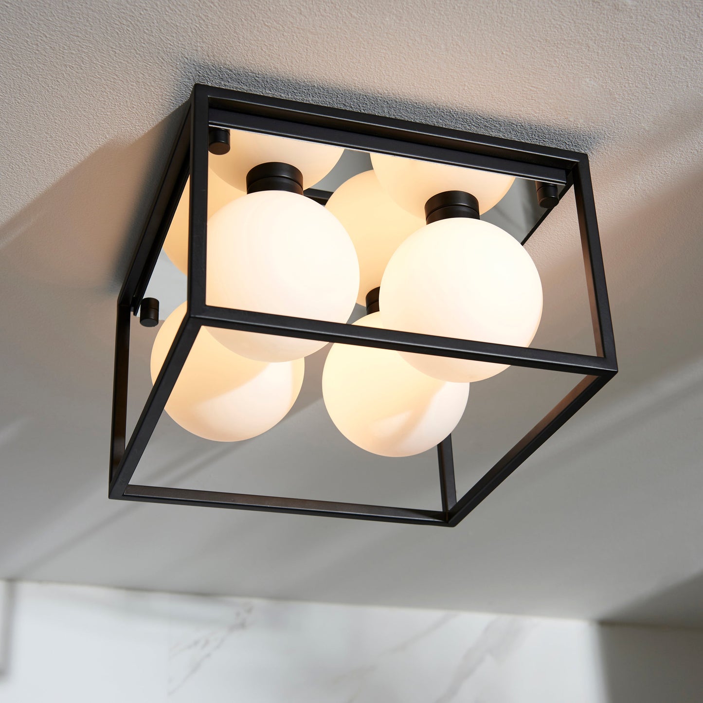 Angular Framed Square IP44 Semi-Flush Ceiling Light - ID 11668