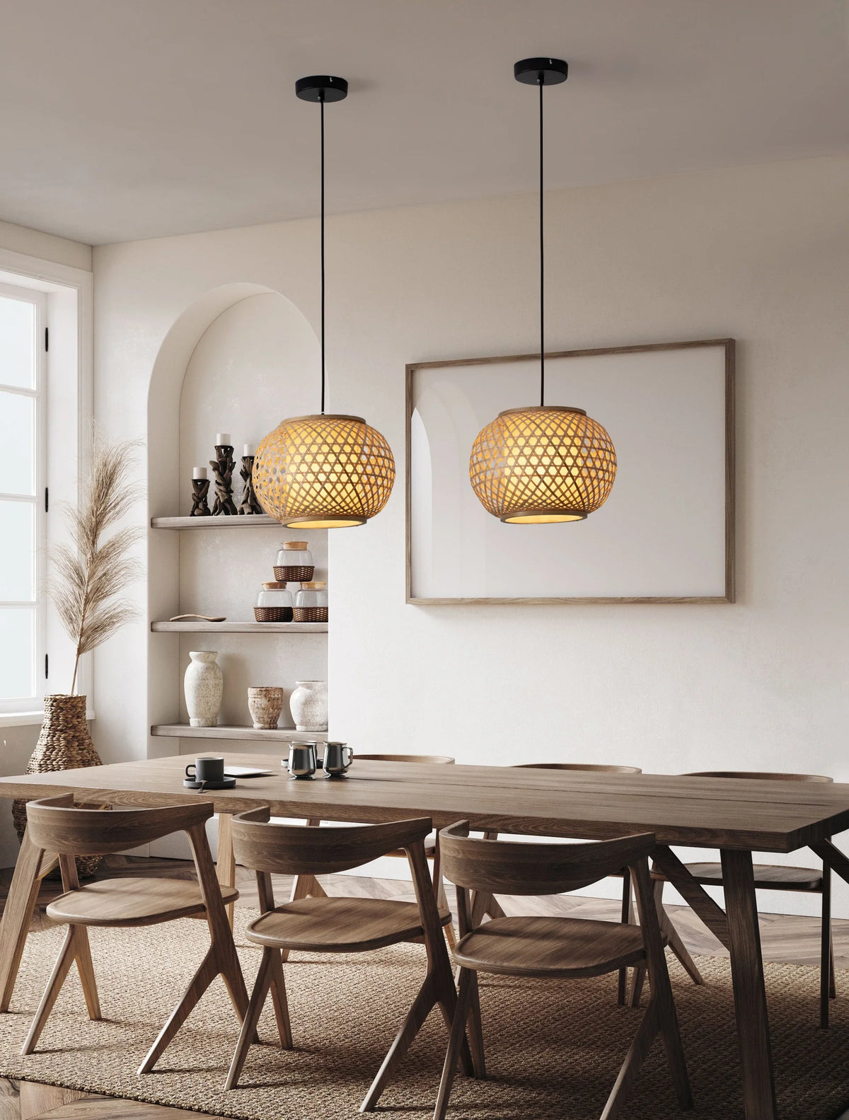 SAM Natural Rattan Large Single Pendant - ID 15024