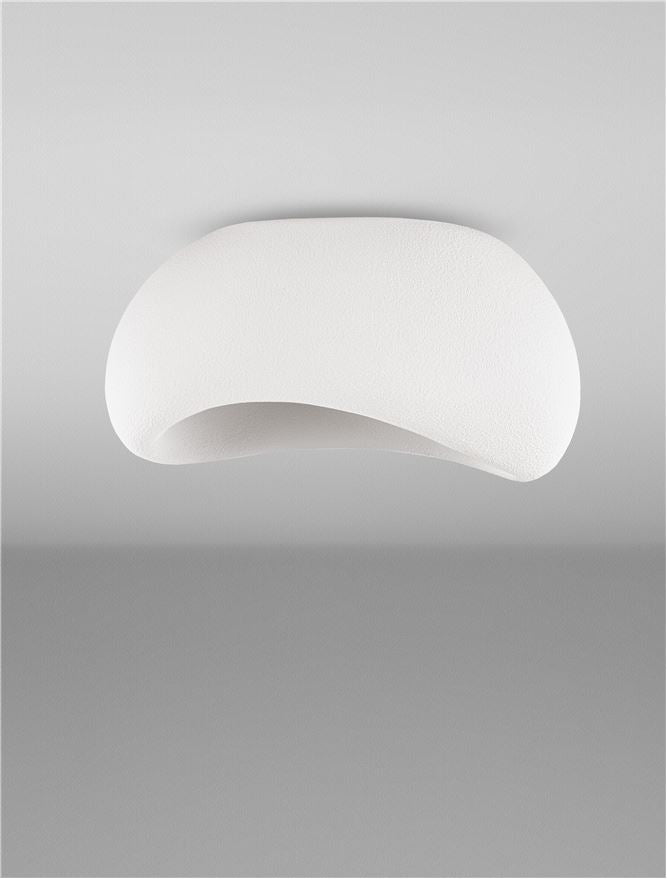 LEF Large Sandy White Polyurethane & Resin Quaver Flush Ceiling Light - ID 13569