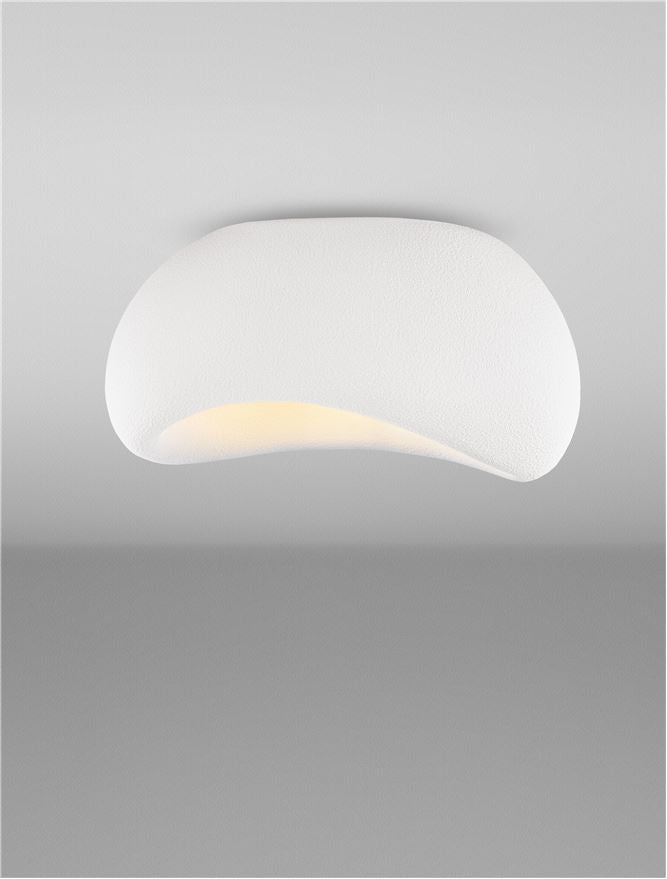 LEF Large Sandy White Polyurethane & Resin Quaver Flush Ceiling Light - ID 13569
