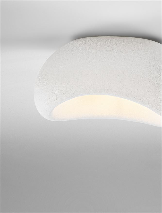 LEF Large Sandy White Polyurethane & Resin Quaver Flush Ceiling Light - ID 13569