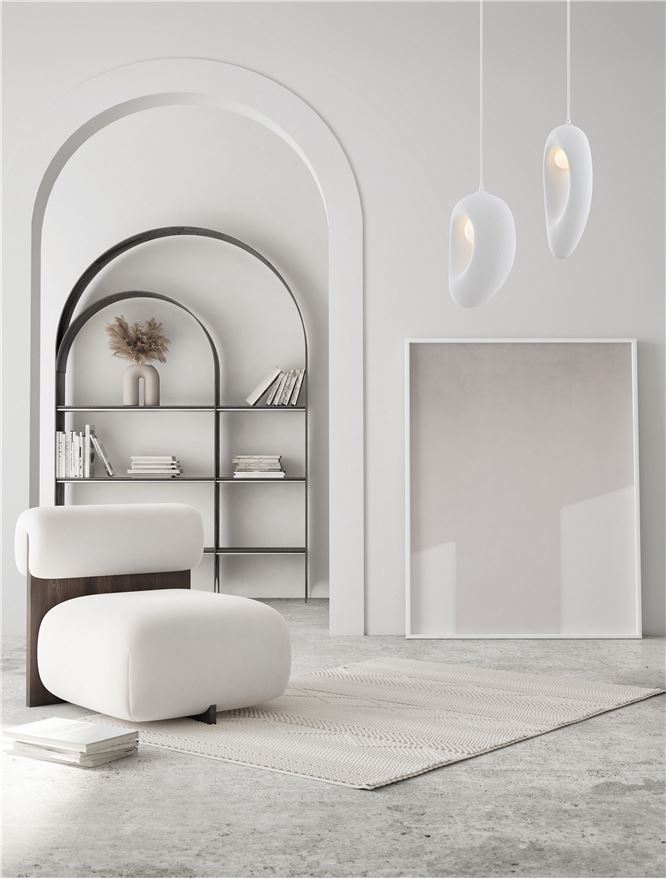 LEF Short Sandy White Polyurethane & Resin Organic From Pendant - ID 13582