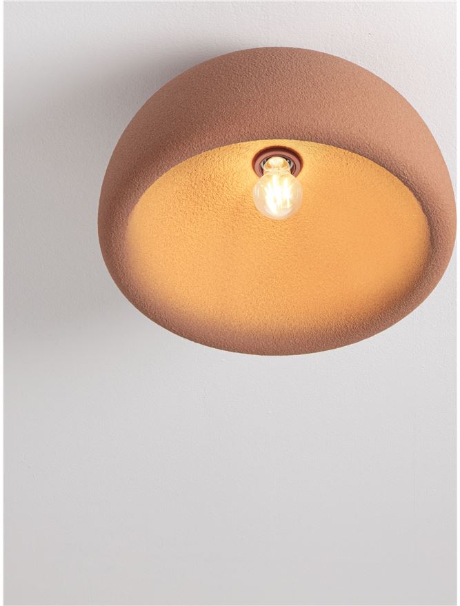 DAV Stone Red Polyurethane Natural Form Medium Semi-Flush Ceiling Light - ID 14499