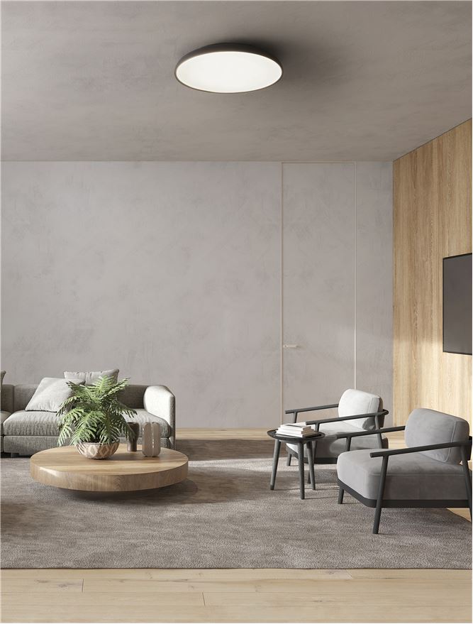 LIN Sandy Black 60cm LED Flush Ceiling Light - ID 14558