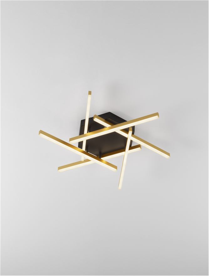 HYD Abstract Brushed Gold LED Semi-Flush - ID 14583