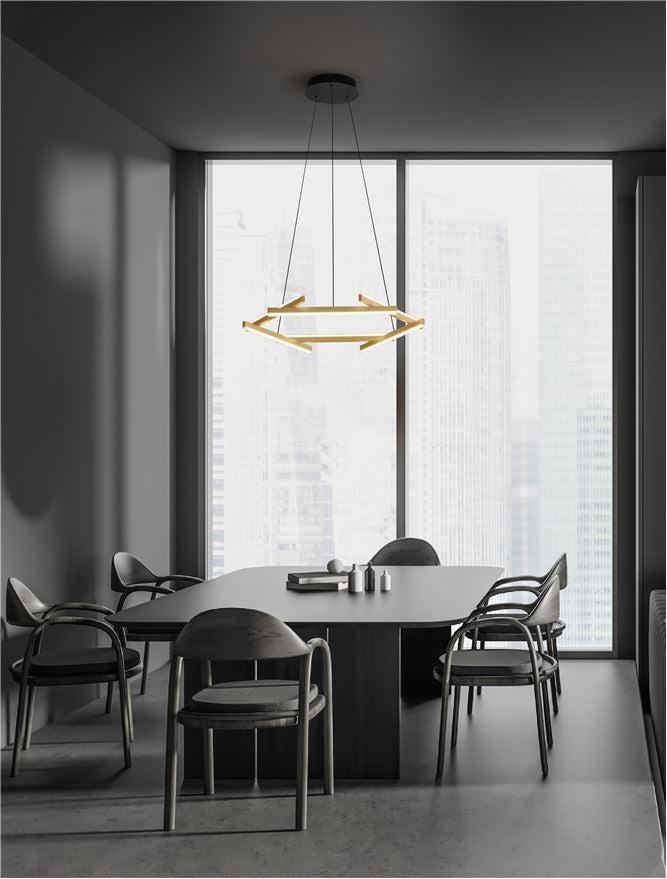 HYD Abstract Brushed Gold LED Pendant - ID 14584