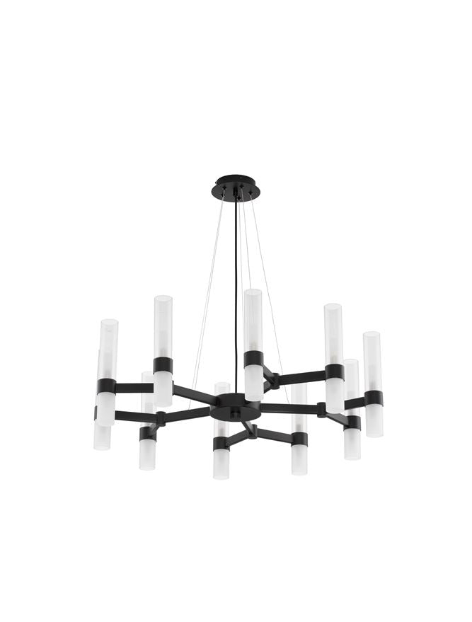 CEN Matt Black Metal Glass 20 Lamp Pendant With Clear & Frosted Glass - ID 12532