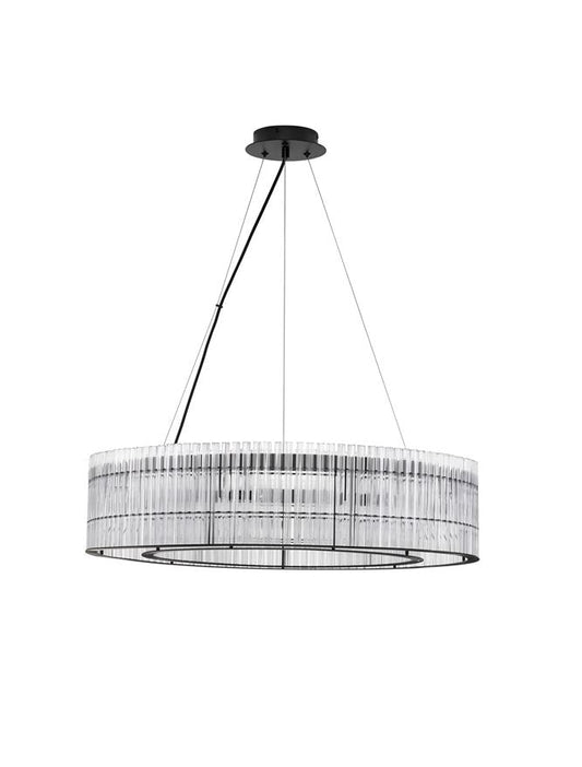 BAR Matt Black Metal & Clear Glass Pendant - ID 13190