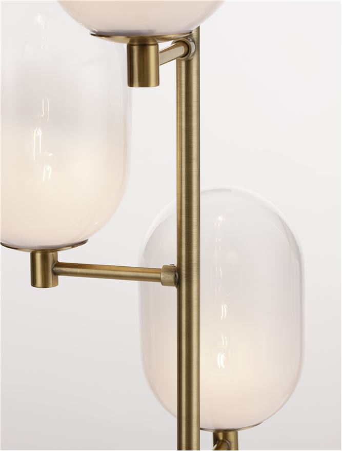 BAL Brass Gold Metal 4 Light Floor Lamp  With Gradient White Glass - ID 12511