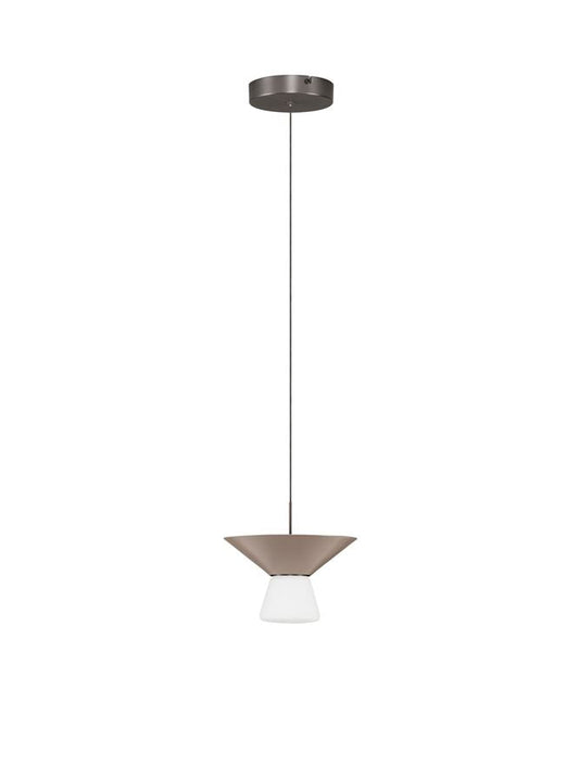 BAR Nut Brown Metal & Opal Glass Small LED Pendant - ID 14503