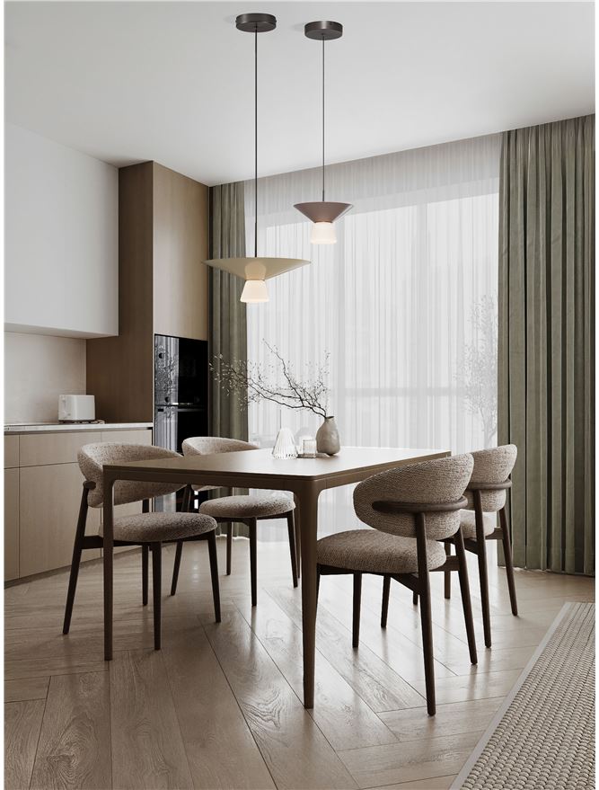 BAR Nut Brown Metal & Opal Glass Small LED Pendant - ID 14503