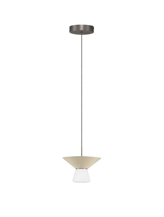 BAR White Tea Metal & Opal Glass Small LED Pendant - ID 14504