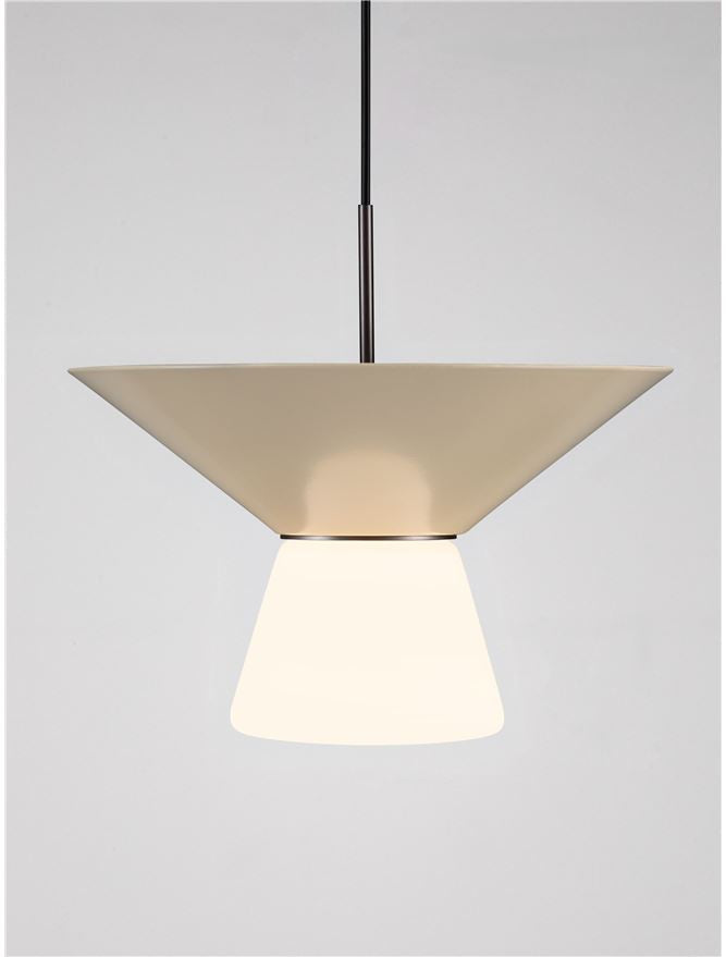 BAR White Tea Metal & Opal Glass Small LED Pendant - ID 14504