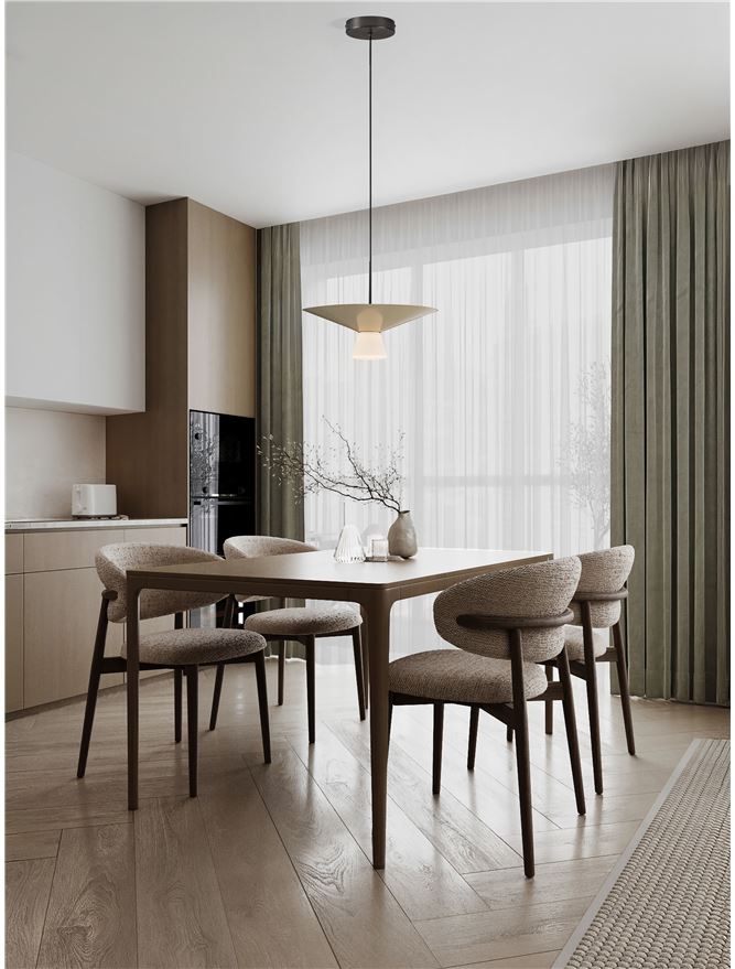 BAR White Tea Metal & Opal Glass Large LED Pendant - ID 14507