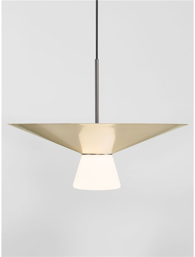 BAR White Tea Metal & Opal Glass Large LED Pendant - ID 14507