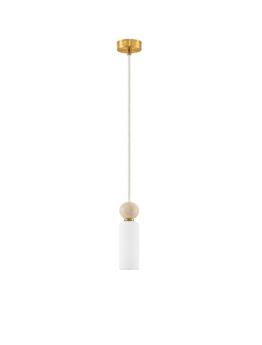 FIL Neutral Stone Travertine & Opal Glass Pendant - ID 14126