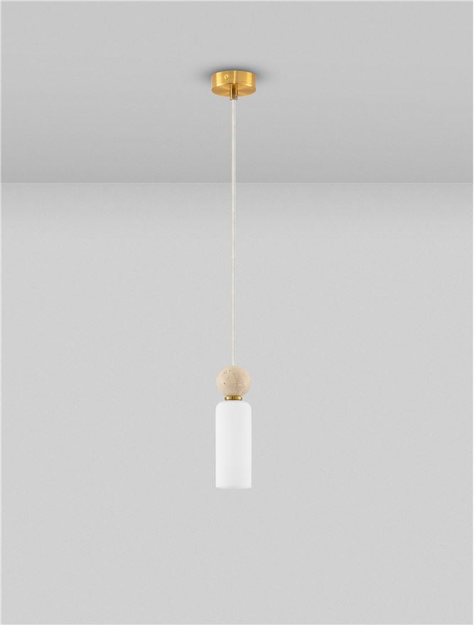 FIL Neutral Stone Travertine & Opal Glass Pendant - ID 14126