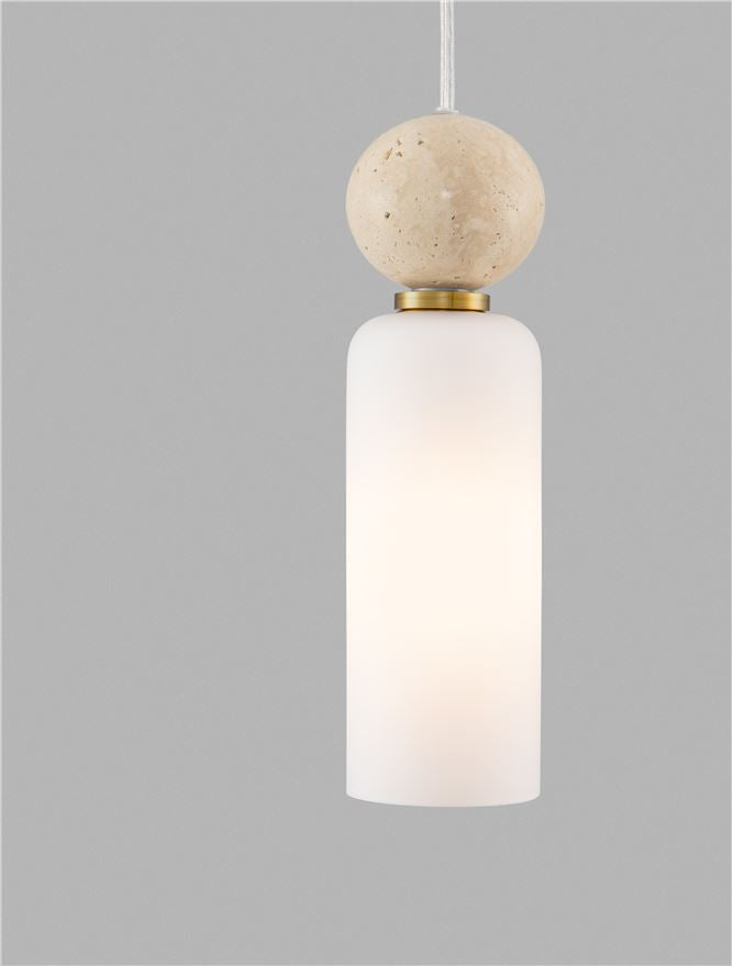 FIL Neutral Stone Travertine & Opal Glass Pendant - ID 14126