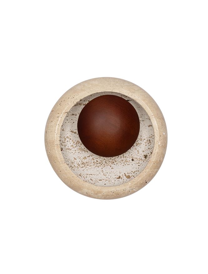 TAV Yellow Travertine & Wood Offset Wall Light - ID 14109