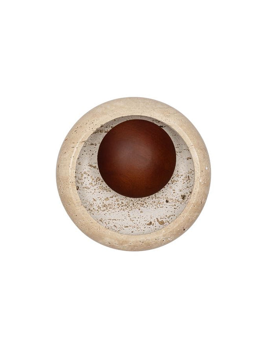 TAV Yellow Travertine & Wood Offset Wall Light - ID 14109