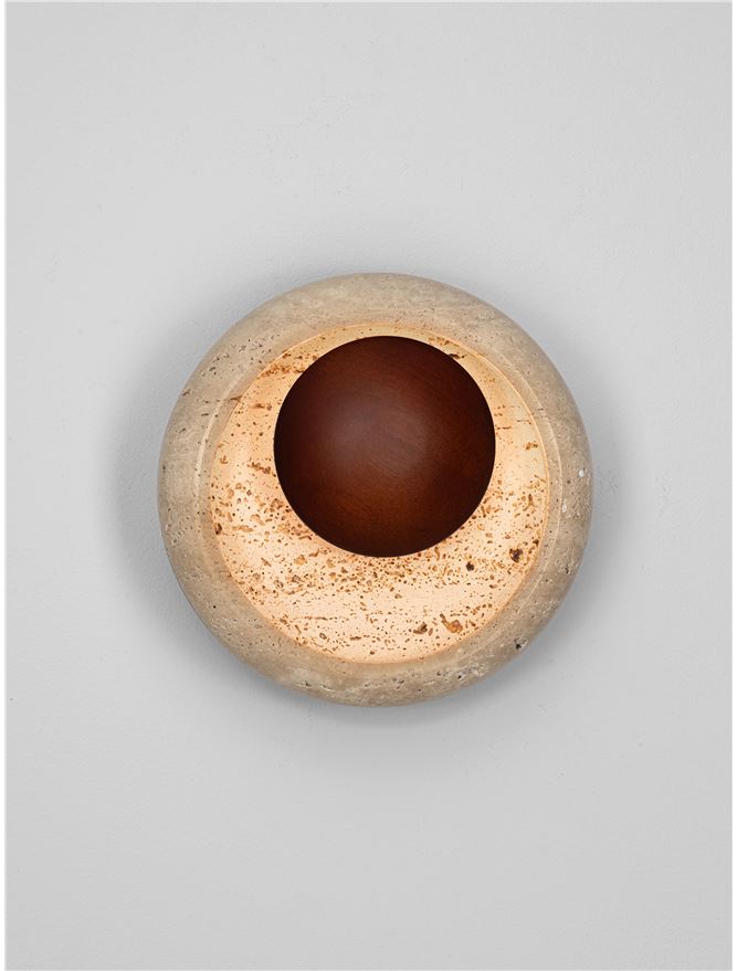 TAV Yellow Travertine & Wood Offset Wall Light - ID 14109