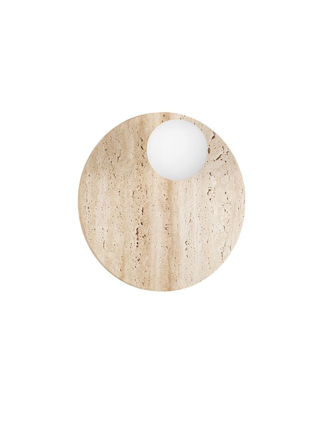 OVE Yellow Travertine & Opal Glass Round Wall Light - ID 14102