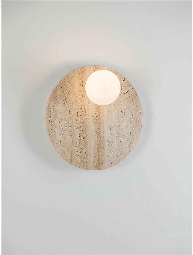 OVE Yellow Travertine & Opal Glass Round Wall Light - ID 14102