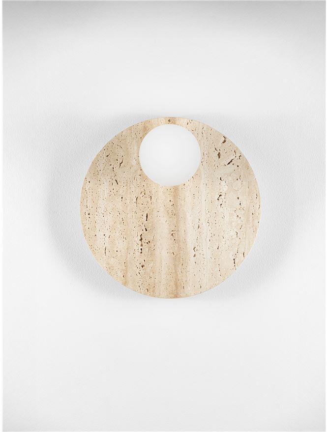 OVE Yellow Travertine & Opal Glass Round Wall Light - ID 14102