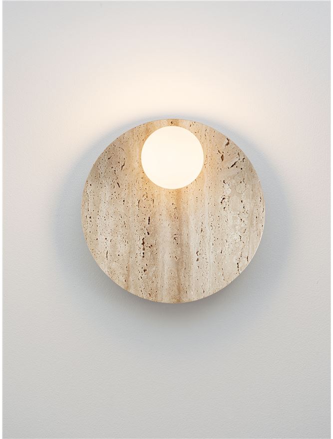 OVE Yellow Travertine & Opal Glass Round Wall Light - ID 14102