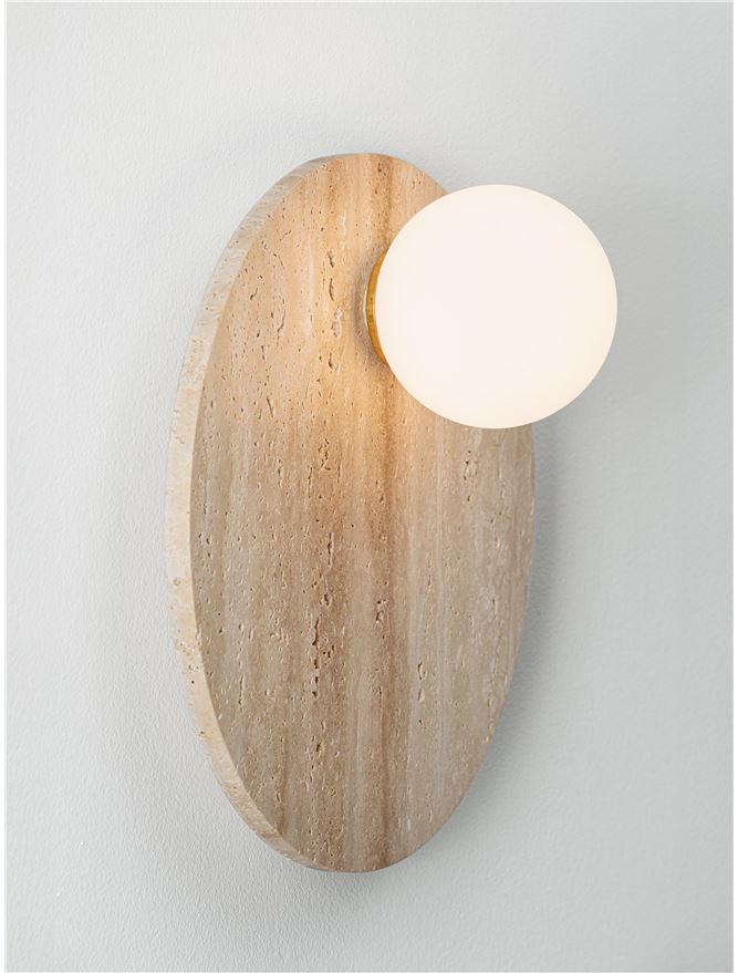 OVE Yellow Travertine & Opal Glass Round Wall Light - ID 14102